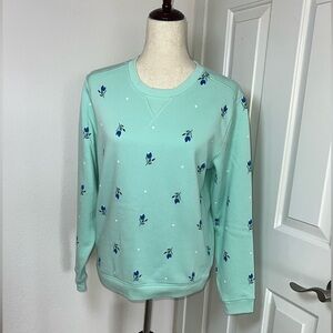 Mint Sweatshirt with Blue‎ Floral Design